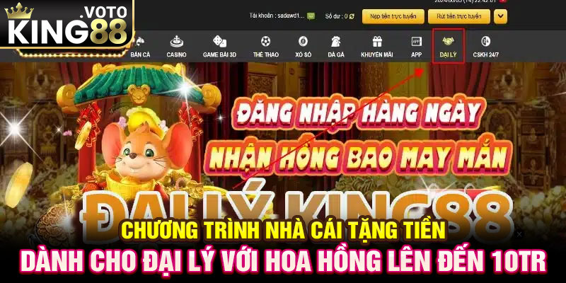 Chương trình nhà cái tặng tiền dành cho đại lý với hoa hồng lên đến 10tr